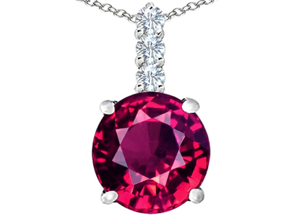 Star K Large 12mm Round Created Ruby Pendant Necklace