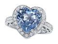 Star K Large 10mm Heart Shape Simulated Aquamarine Wedding Ring