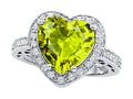 Star K Large 10mm Heart Shape Simulated Peridot Wedding Ring