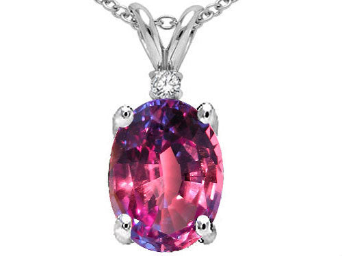 Tommaso Design Oval 9x7mm Simulated Alexandrite Pendant Necklace