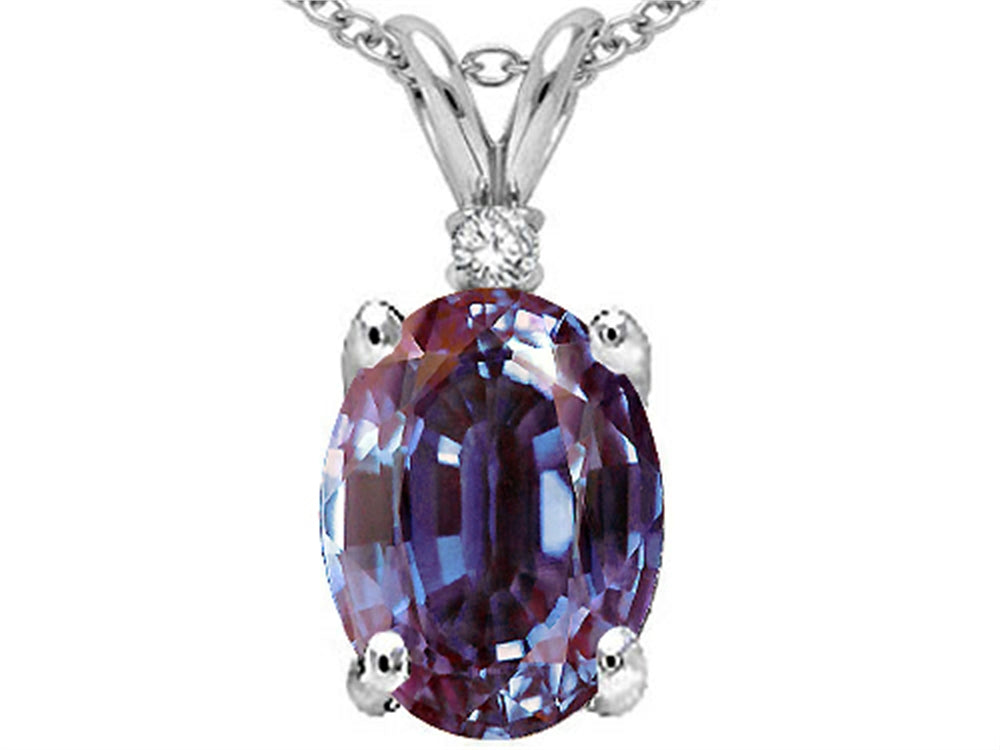 Tommaso Design Oval 9x7mm Simulated Alexandrite Pendant Necklace