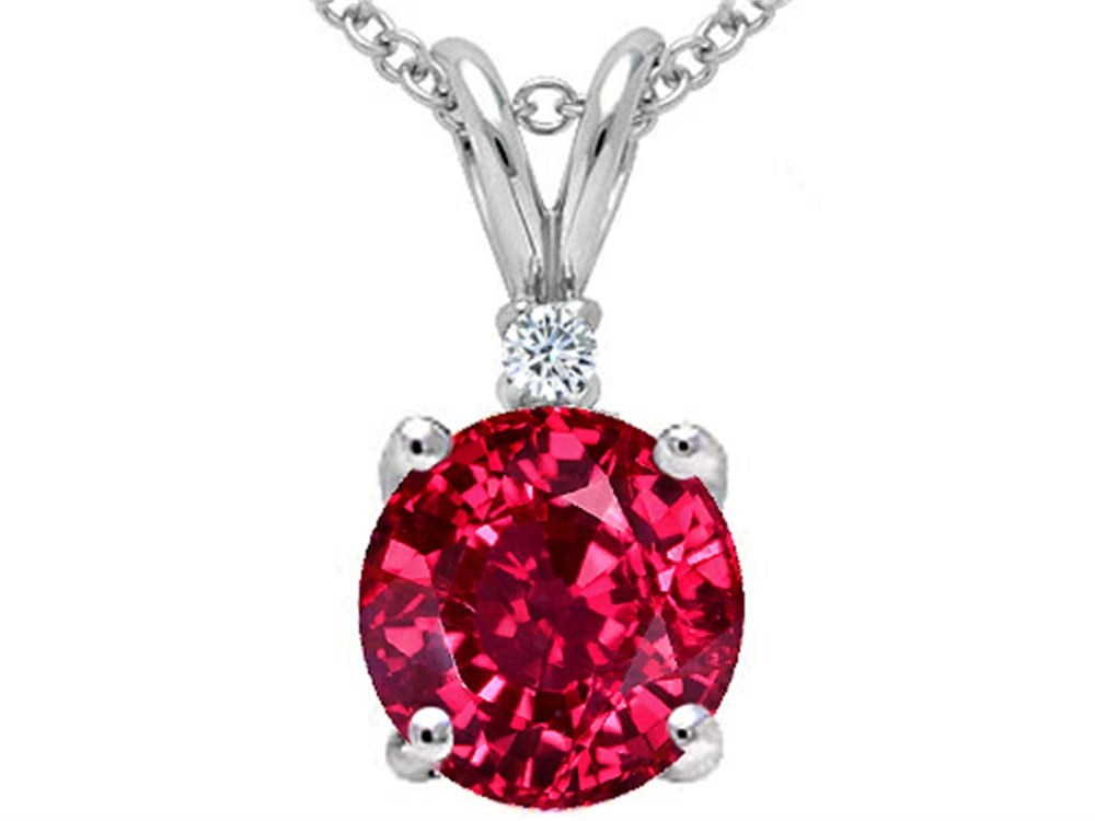 Tommaso Design Round 8mm Created Ruby Pendant Necklace