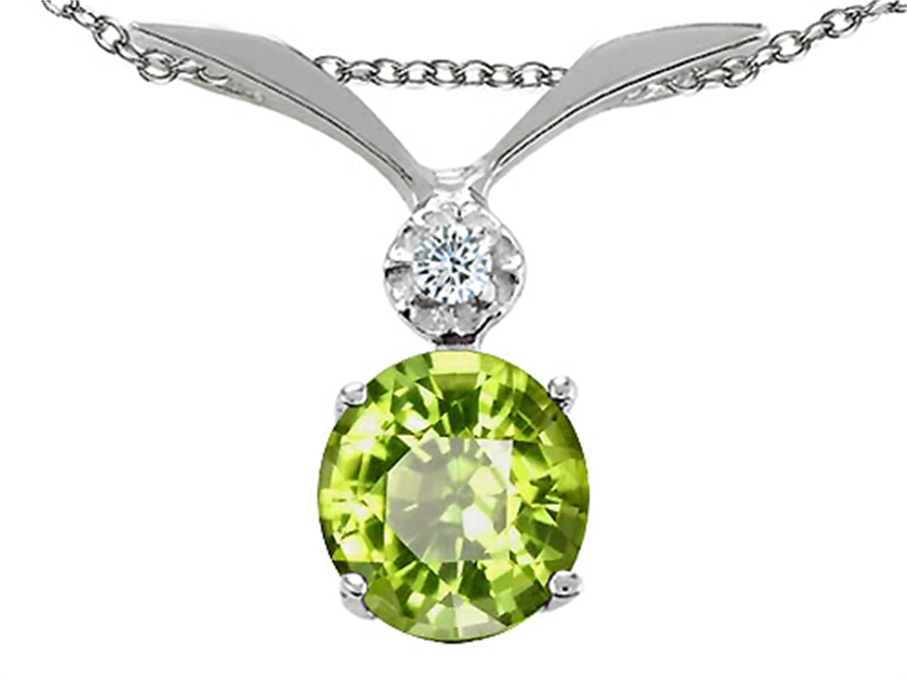 Tommaso Design Round 7mm Genuine Peridot Pendant Necklace