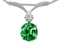 Tommaso Design Round 7mm Simulated Emerald Pendant Necklace