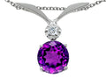 Tommaso Design Round 7mm Genuine Amethyst Pendant Necklace