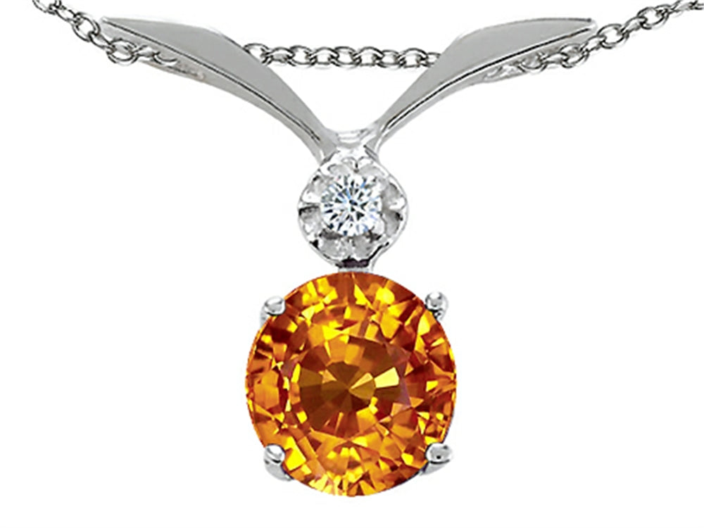 Tommaso Design Round 7mm Genuine Citrine Pendant Necklace