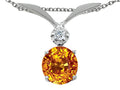 Tommaso Design Round 7mm Genuine Citrine Pendant Necklace