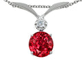 Tommaso Design Round 7mm Created Ruby Pendant Necklace