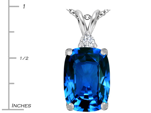 Star K Large 14x10mm Cushion-Cut Simulated Blue Topaz Pendant Necklace