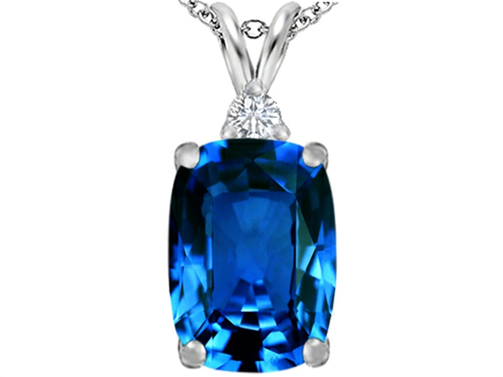 Star K Large 14x10mm Cushion-Cut Simulated Blue Topaz Pendant Necklace