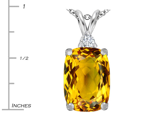 Star K Large 14x10mm Cushion-Cut Simulated Citrine Pendant Necklace