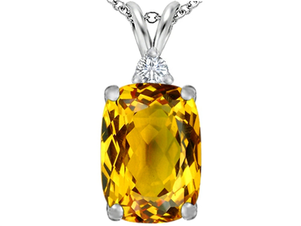 Star K Large 14x10mm Cushion-Cut Simulated Citrine Pendant Necklace