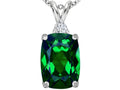 Star K Large 14x10mm Cushion-Cut Simulated Emerald Pendant Necklace