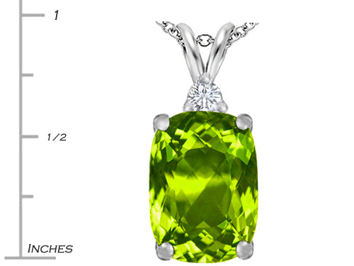 Star K Large 14x10mm Cushion-Cut Simulated Peridot and Cubic Zirconia Pendant Necklace