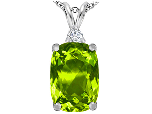 Star K Large 14x10mm Cushion-Cut Simulated Peridot and Cubic Zirconia Pendant Necklace