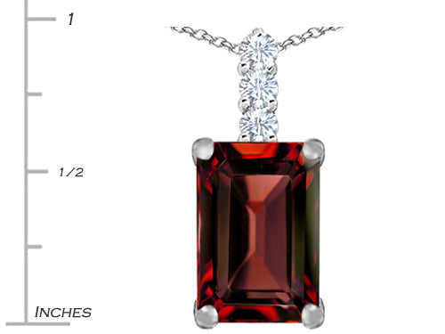 Star K Large 14x10mm Emerald Cut Simulated Garnet Pendant Necklace