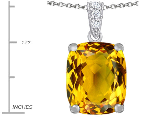 Star K Large 12x10mm Cushion-Cut Simulated Citrine Pendant Necklace