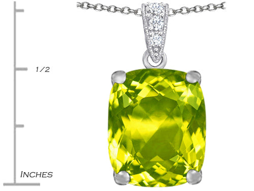 Star K Large 12x10mm Cushion-Cut Simulated Peridot and Cubic Zirconia Pendant Necklace