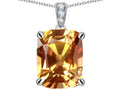Star K Large 12x10mm Cushion-Cut Simulated Imperial Yellow Topaz Pendant Necklace