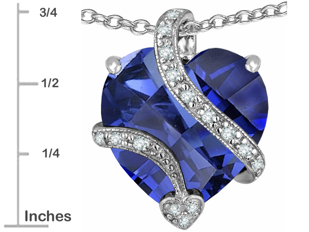 Star K Large 15mm Heart Shape Simulated Tanzanite Love Pendant Necklace