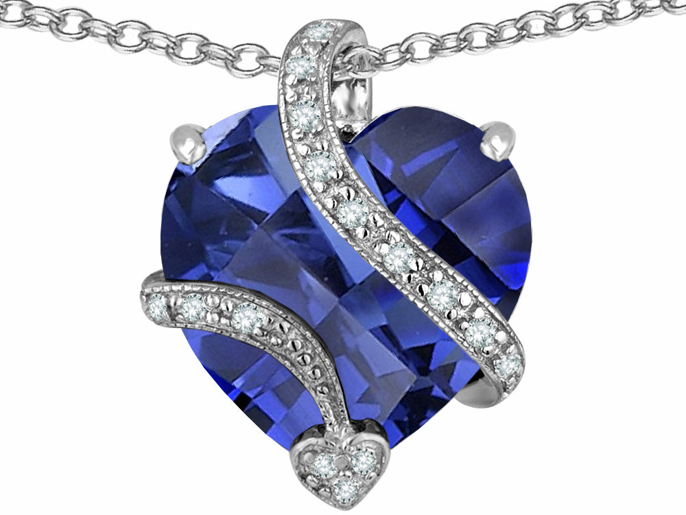 Star K Large 15mm Heart Shape Simulated Tanzanite Love Pendant Necklace