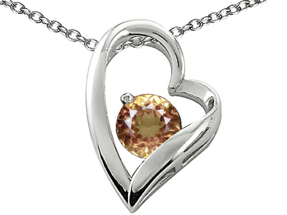 Star K™ 7mm Round Simulated Imperial Yellow Topaz Heart Pendant Necklace