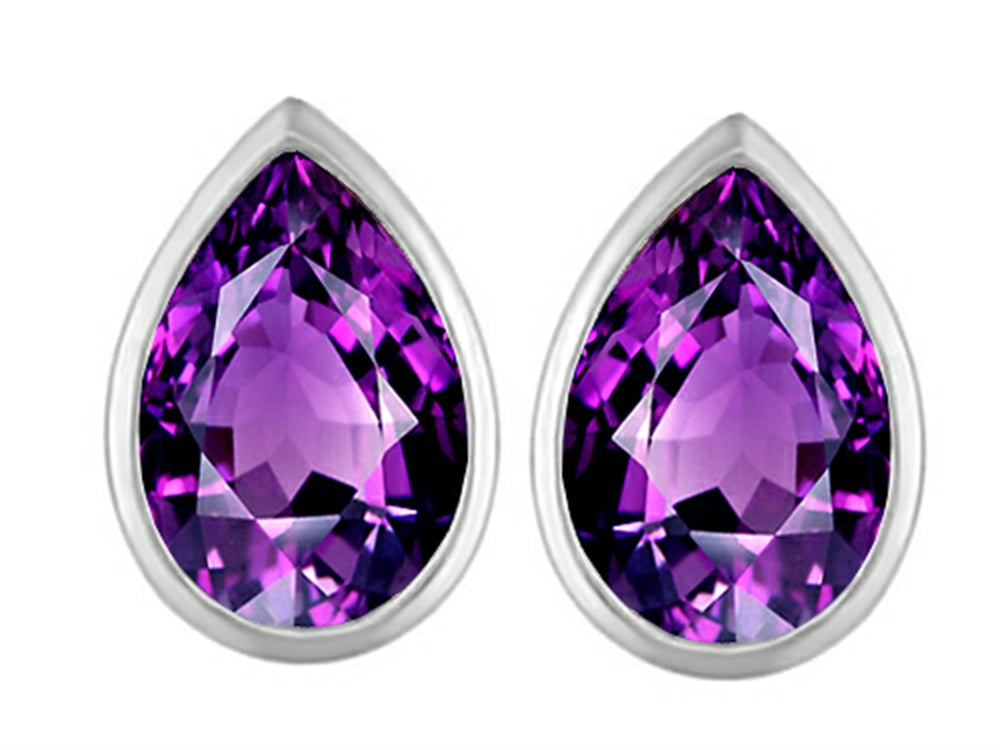 Star K 9x6mm Pear Shape Simulated Amethyst Earrings Studs