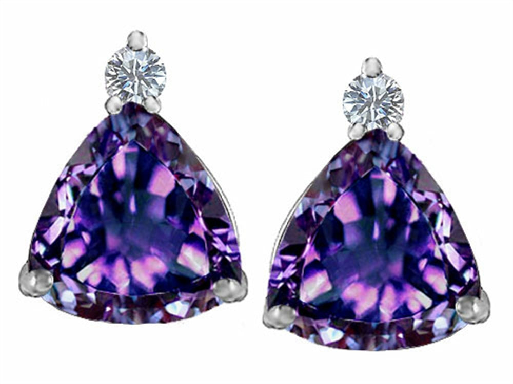 Star K 7mm Trillion Cut Simulated Alexandrite Earrings Studs