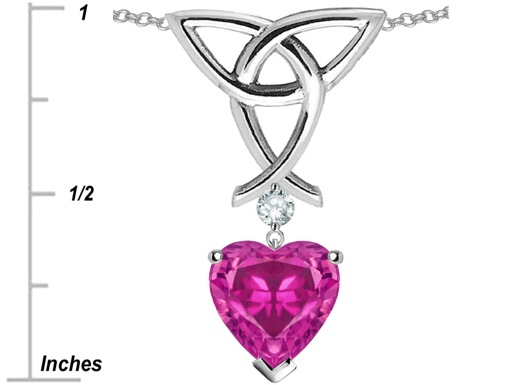 Star K Love Knot Pendant Necklace with 8mm Heart Shape Simulated Pink Tourmaline