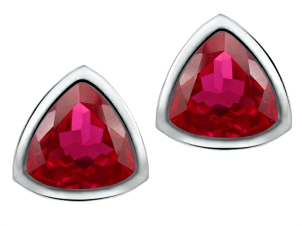 Star K 7mm Trillion Cut Created Ruby Earrings Studs