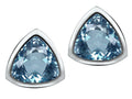 Star K 7mm Trillion Cut Simulated Aquamarine Earrings Studs
