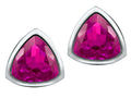 Star K 7mm Trillion Cut Created Pink Sapphire Earrings Studs