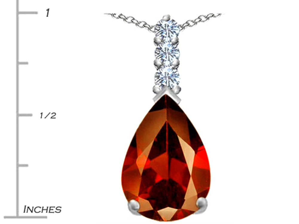 Star K Large 14x10mm Pear Shape Simulated Garnet Pendant Necklace