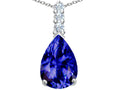 Star K Large 14x10mm Pear Shape Simulated Tanzanite Pendant Necklace