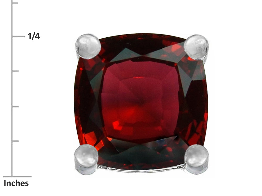 Star K Cushion-Cut 7mm Simulated Garnet Earrings Studs