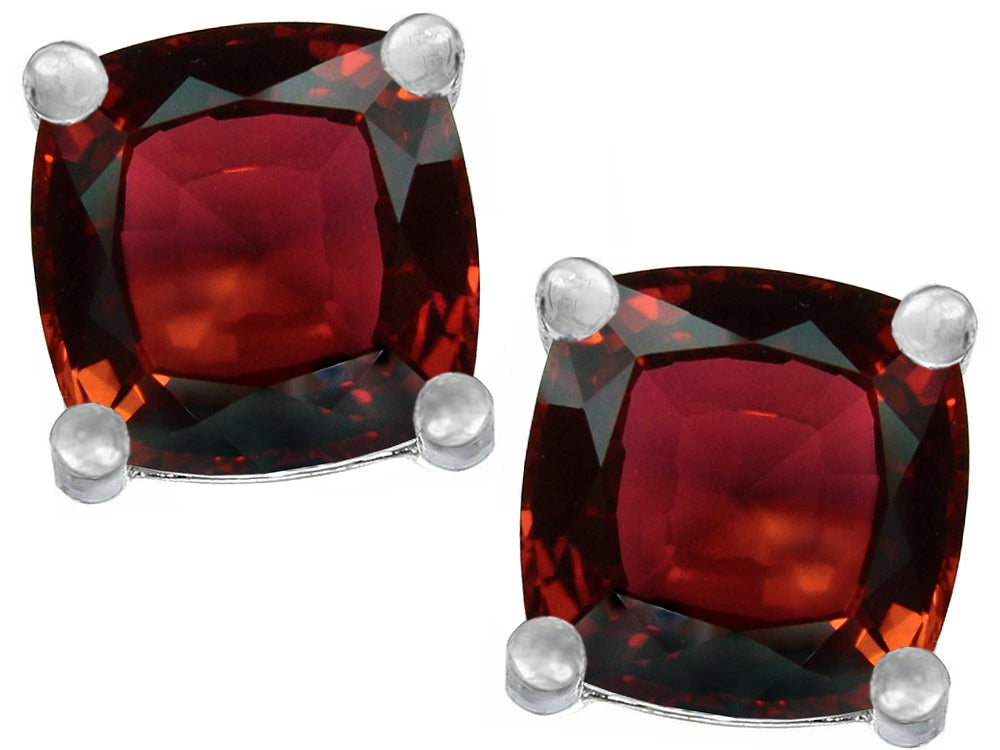 Star K Cushion-Cut 7mm Simulated Garnet Earrings Studs