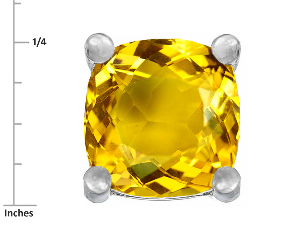 Star K Cushion-Cut 7mm Simulated Citrine Earrings Studs