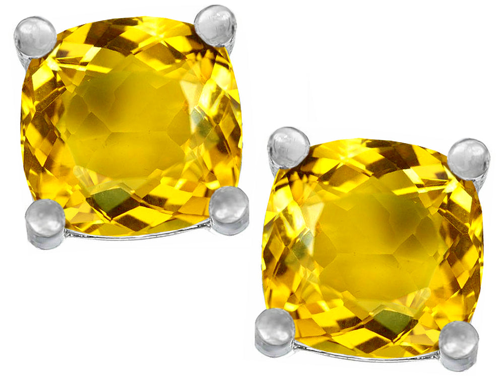 Star K Cushion-Cut 7mm Simulated Citrine Earrings Studs