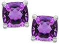 Star K Cushion-Cut 7mm Simulated Amethyst Earrings Studs
