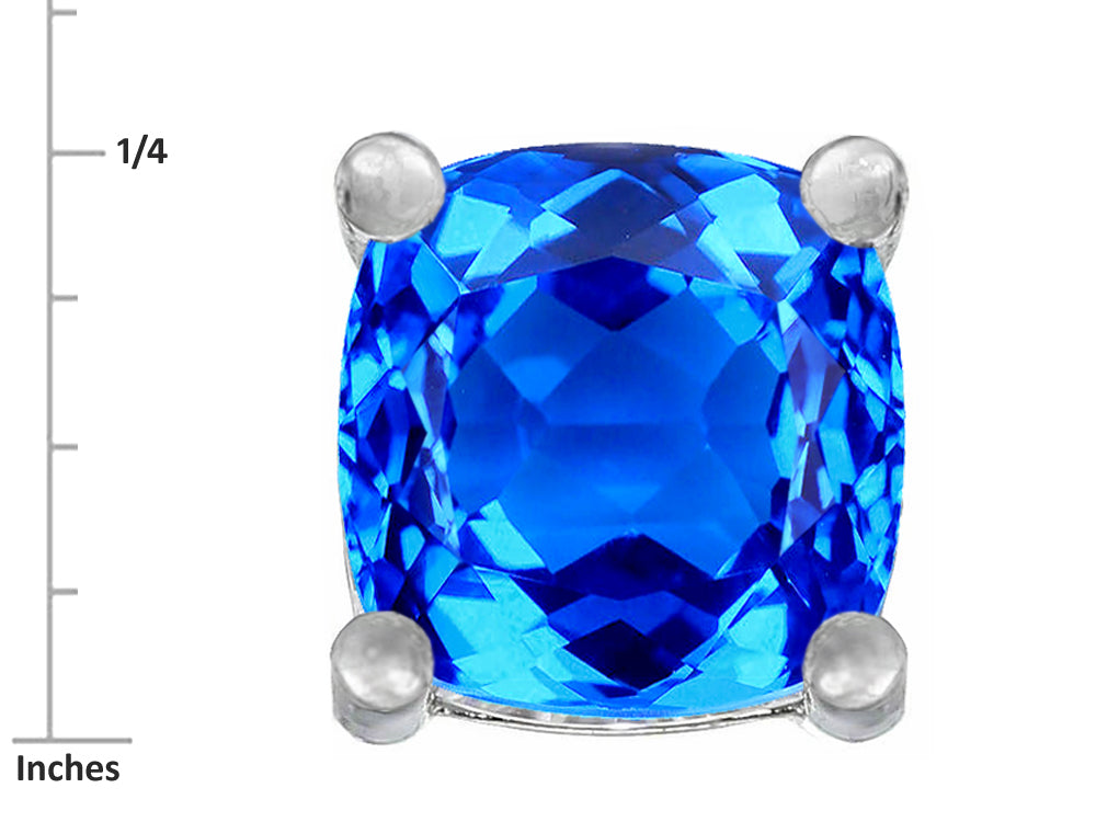 Star K Cushion-Cut 7mm Simulated Blue Topaz Earrings Studs