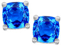 Star K Cushion-Cut 7mm Simulated Blue Topaz Earrings Studs