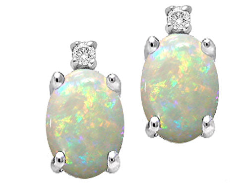 Tommaso Design Oval 8x6mm Genuine Opal Earrings