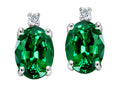 Tommaso Design Oval 7x5mm Simulated Emerald s Earrings