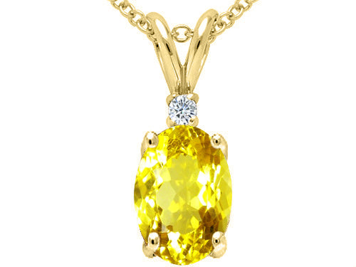Star K Oval Genuine Yellow Sapphire Pendant Necklace