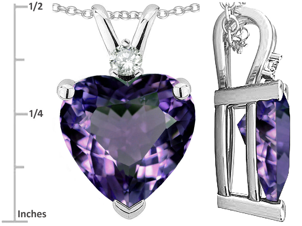 Star K 8mm Heart Shape Simulated Alexandrite Pendant Necklace