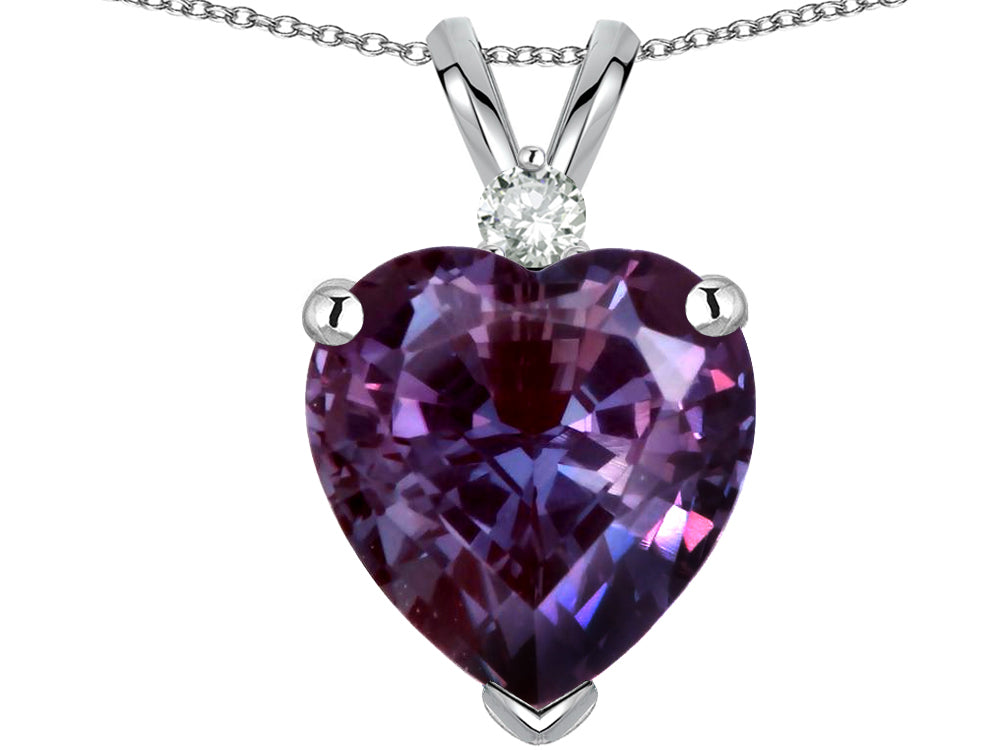 Star K 8mm Heart Shape Simulated Alexandrite Pendant Necklace