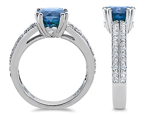 Star K Round 7mm Simulated Aquamarine Wedding Ring