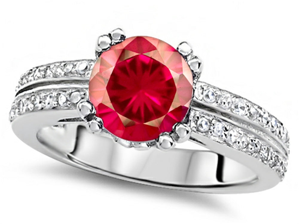 Star K Round 7mm Created Ruby Wedding Ring