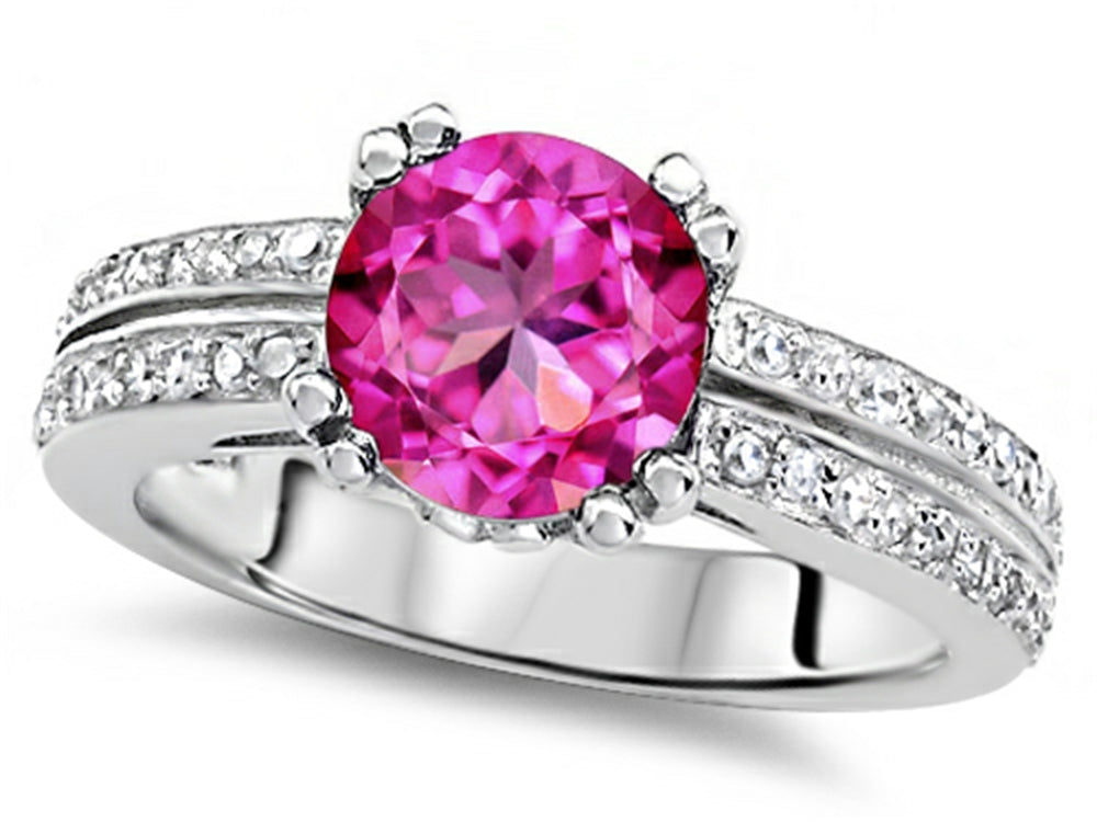 Star K Round 7mm Created Pink Sapphire Wedding Ring