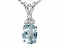 Tommaso Design Oval 8x6mm Genuine Aquamarine Pendant Necklace